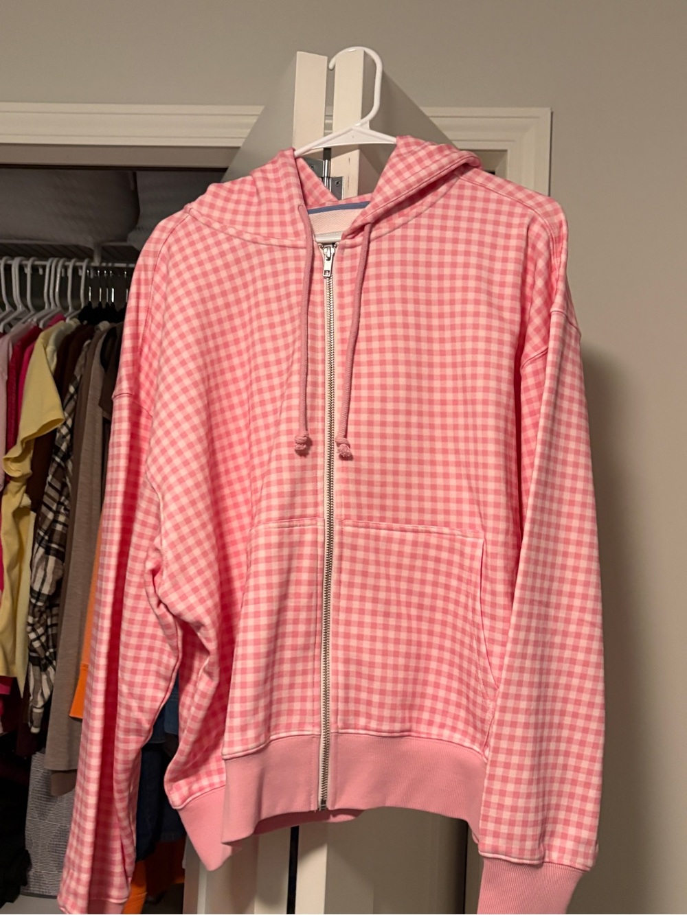 ACTA Pink Gingham Zip Up